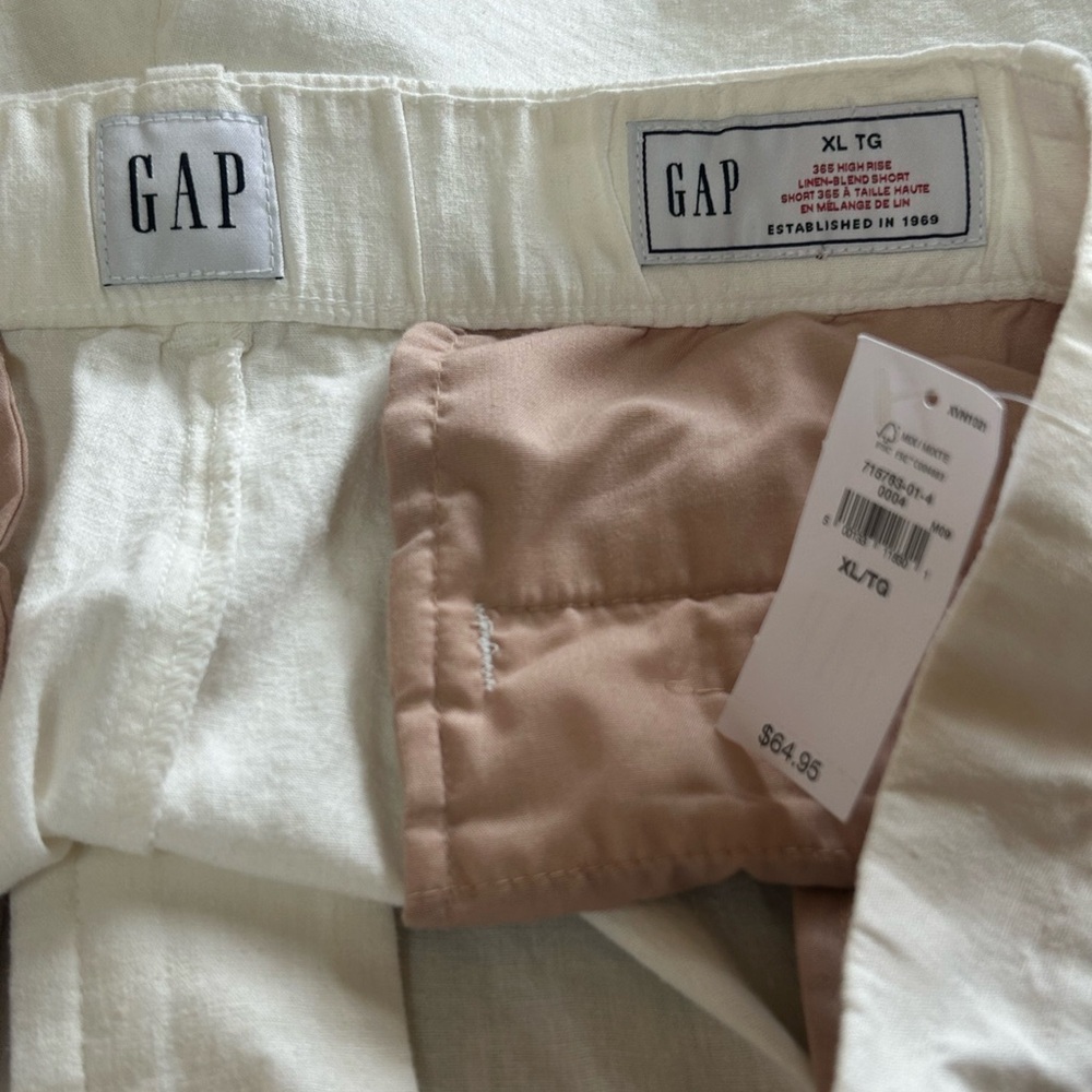 GAP 365 Linen Blend Shorts XL High Rise White Summer NWT - Picture 5 of 10